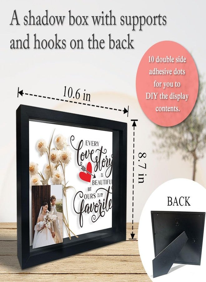 JCVUK Large Shadow Box Frame, Black Shadow Box with 10 DIY Adhesive Dots, Shadow Box Display Case for Tabletop and Wall Display, Engagement Wedding Gift, Home & Office Decoration (10.6" X 8.7") - A02 - Image 2